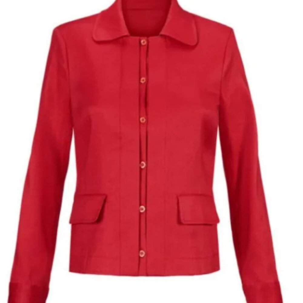 CAbi Item #5472 Valentine Jacket Size Large Red Linen Blend Blazer Jacket